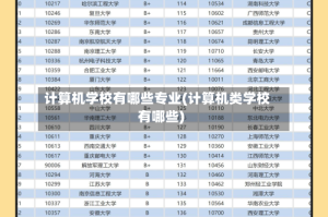 计算机学校有哪些专业(计算机类学校有哪些)