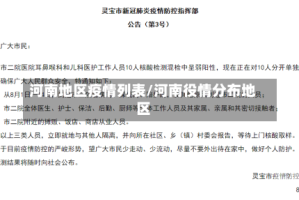 河南地区疫情列表/河南役情分布地区